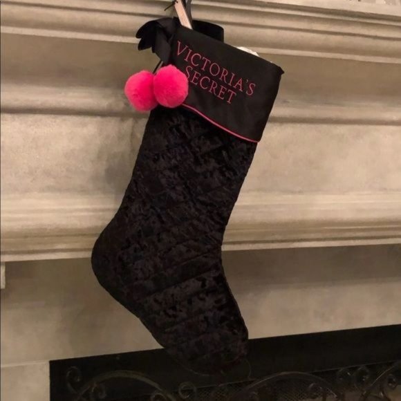 Victoria’s Secret Black Quilted Large Christmas Stocking - Picture 3 of 5